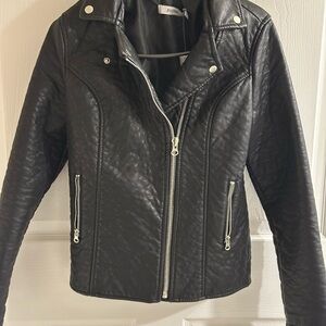 JustFab Quilted Black Leather Jacket
